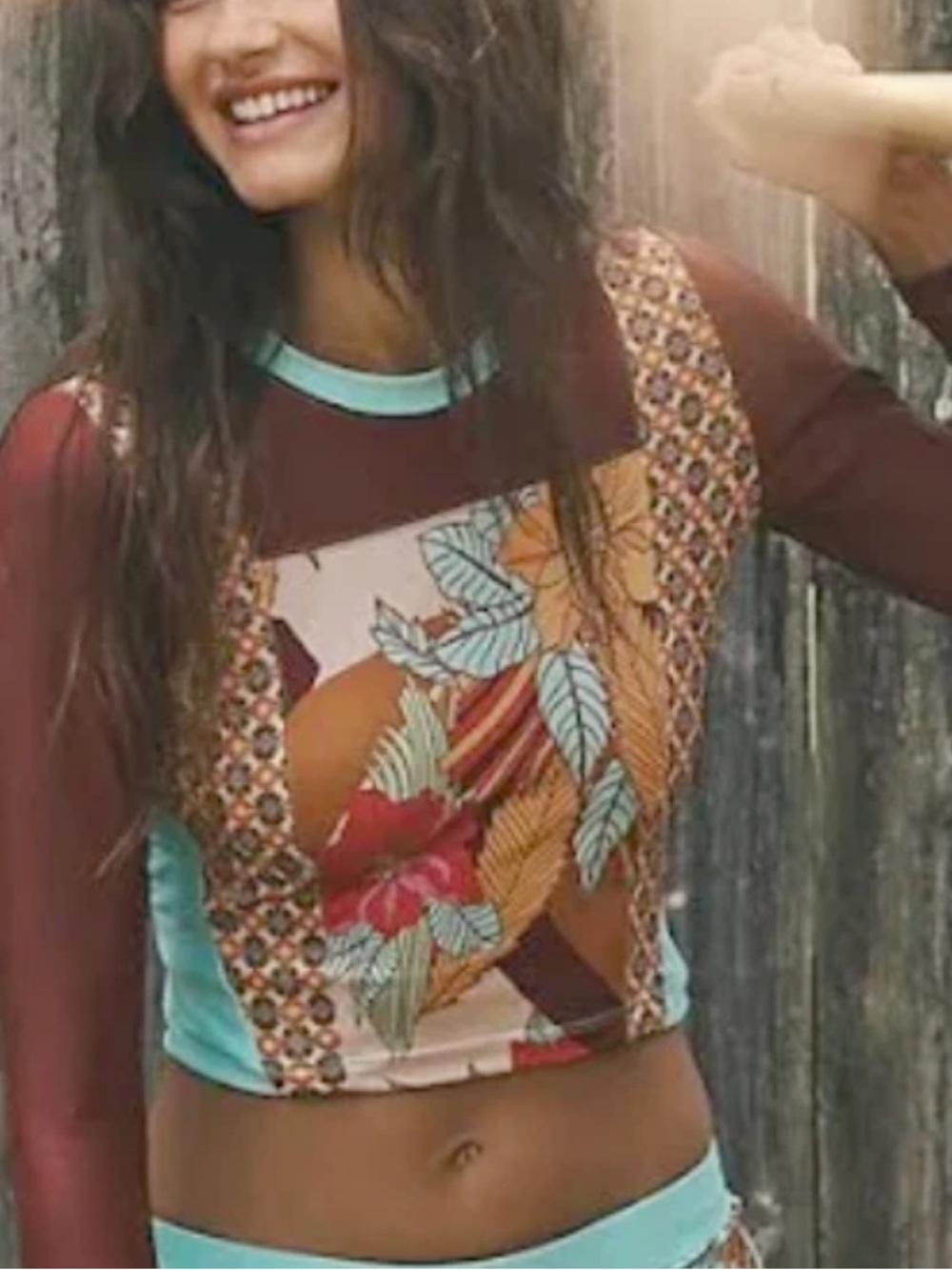 NWOT FREE PEOPLE Beach Jesse surf rashguard floral long sleeve size medium
